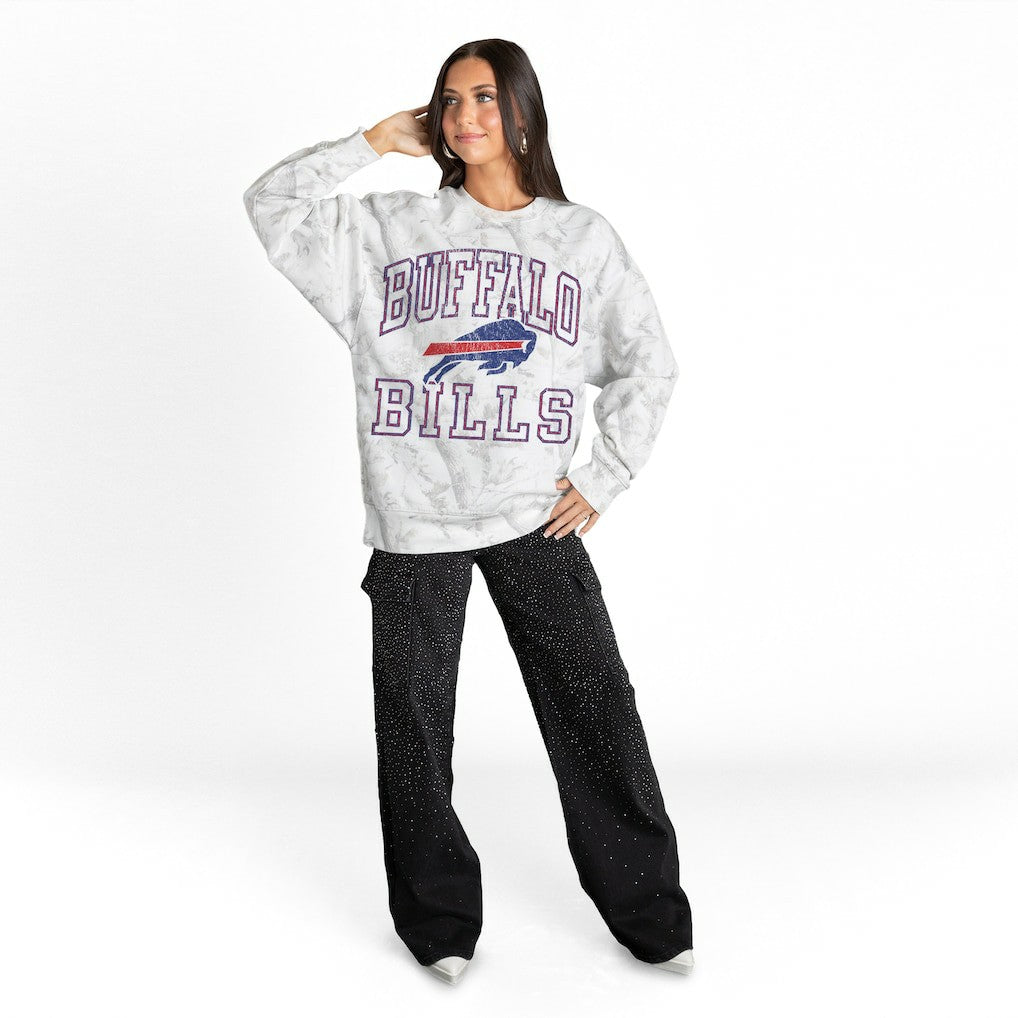 Buffalo Bills Gameday Couture Women's Whiteout Oversized Premium Fleece Sweatshirt Arctic Camo - NFL