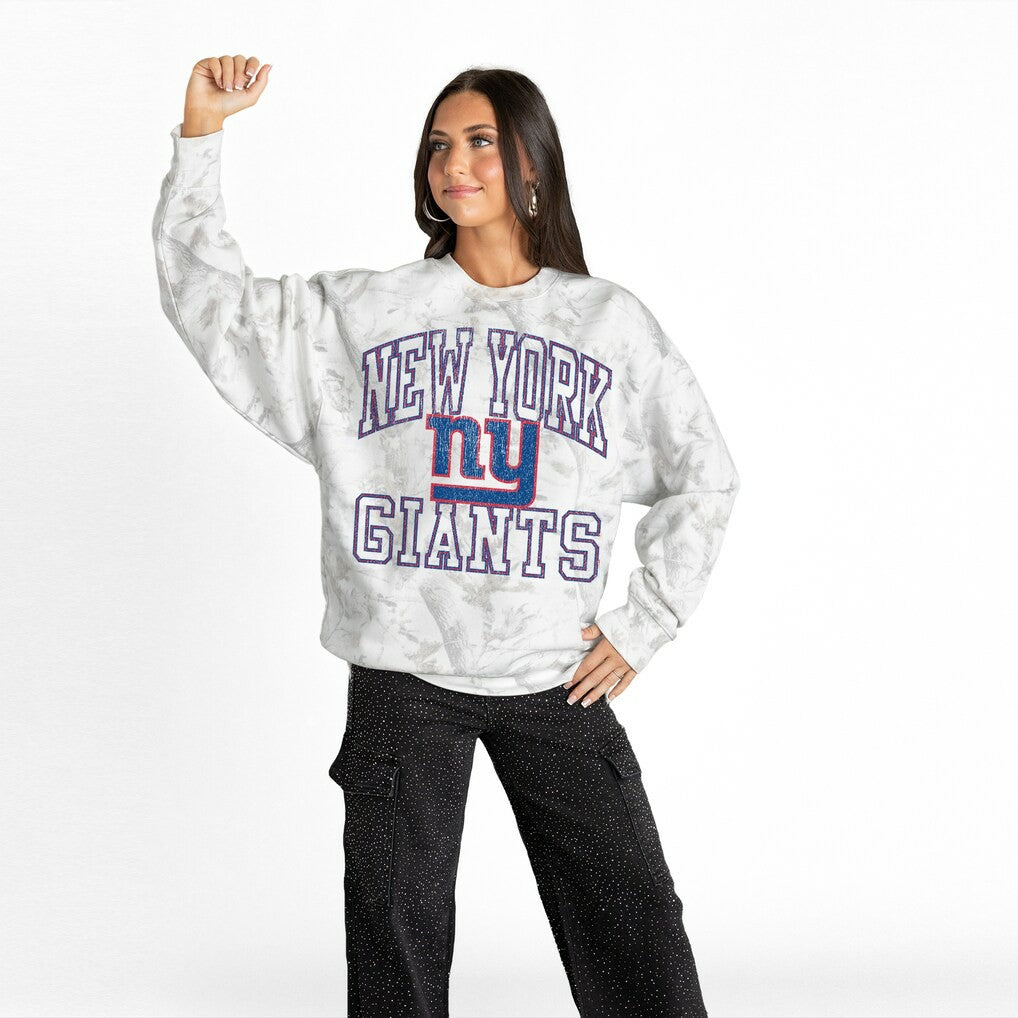 New York Giants Gameday Couture Women's Whiteout Oversized Premium Fleece Sweatshirt Arctic Camo - NFL