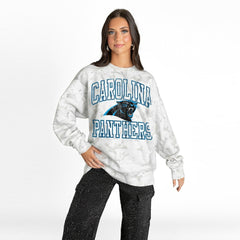 Carolina Panthers Gameday Couture Women's Whiteout Oversized Premium Fleece Sweatshirt Arctic Camo - NFL