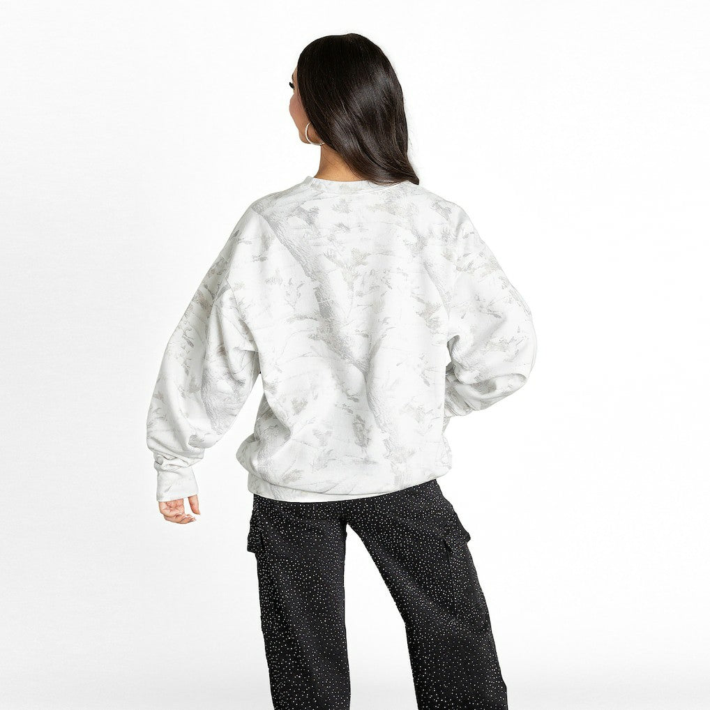 Carolina Panthers Gameday Couture Women's Whiteout Oversized Premium Fleece Sweatshirt Arctic Camo - NFL