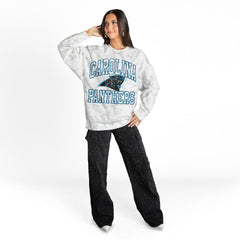 Carolina Panthers Gameday Couture Women's Whiteout Oversized Premium Fleece Sweatshirt Arctic Camo - NFL
