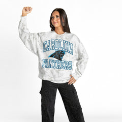 Carolina Panthers Gameday Couture Women's Whiteout Oversized Premium Fleece Sweatshirt Arctic Camo - NFL
