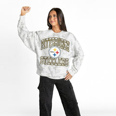 Pittsburgh Steelers Gameday Couture Women's Whiteout Oversized Premium Fleece Sweatshirt Arctic Camo - NFL