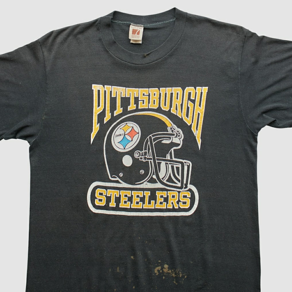 Pittsburgh Steelers Logo 7 80s T-Shirt Black Vintage - Fanatics