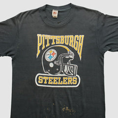 Pittsburgh Steelers Logo 7 80s T-Shirt Black Vintage - Fanatics