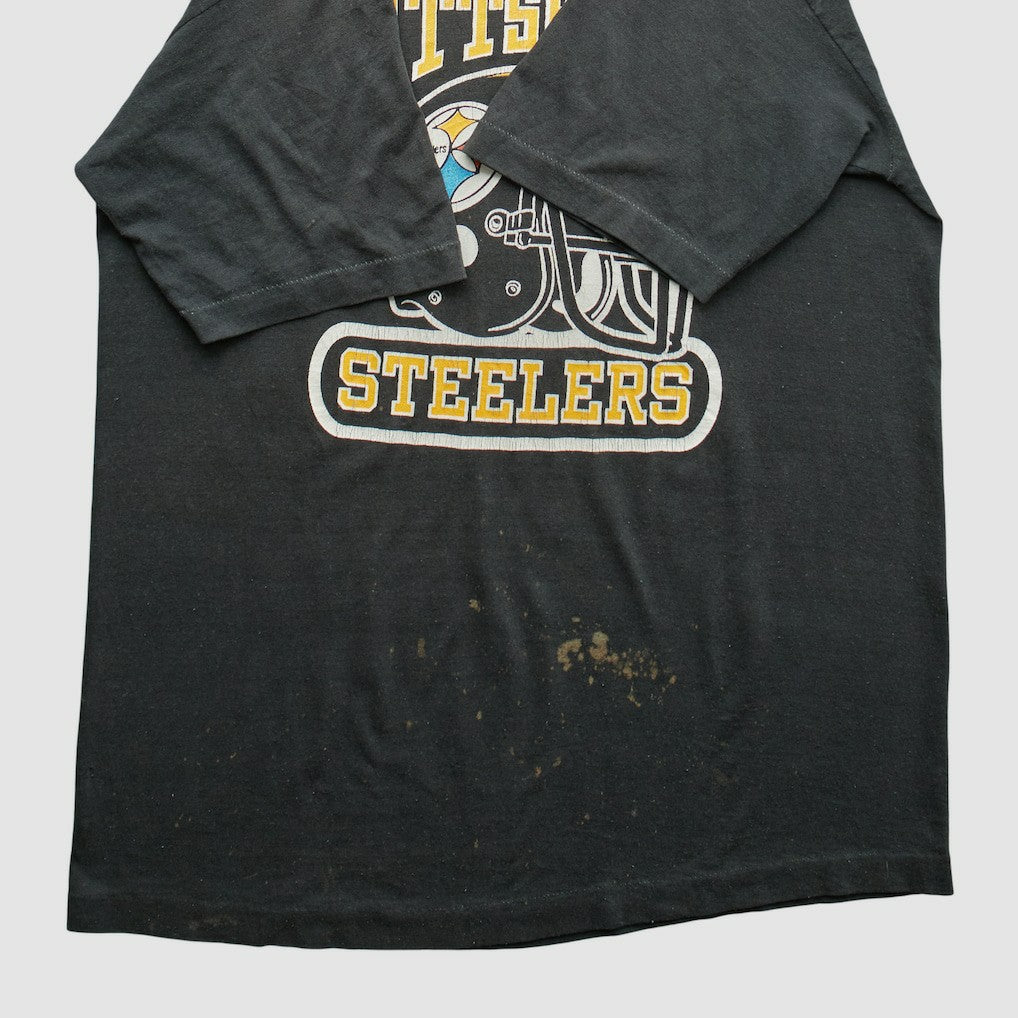 Pittsburgh Steelers Logo 7 80s T-Shirt Black Vintage - Fanatics