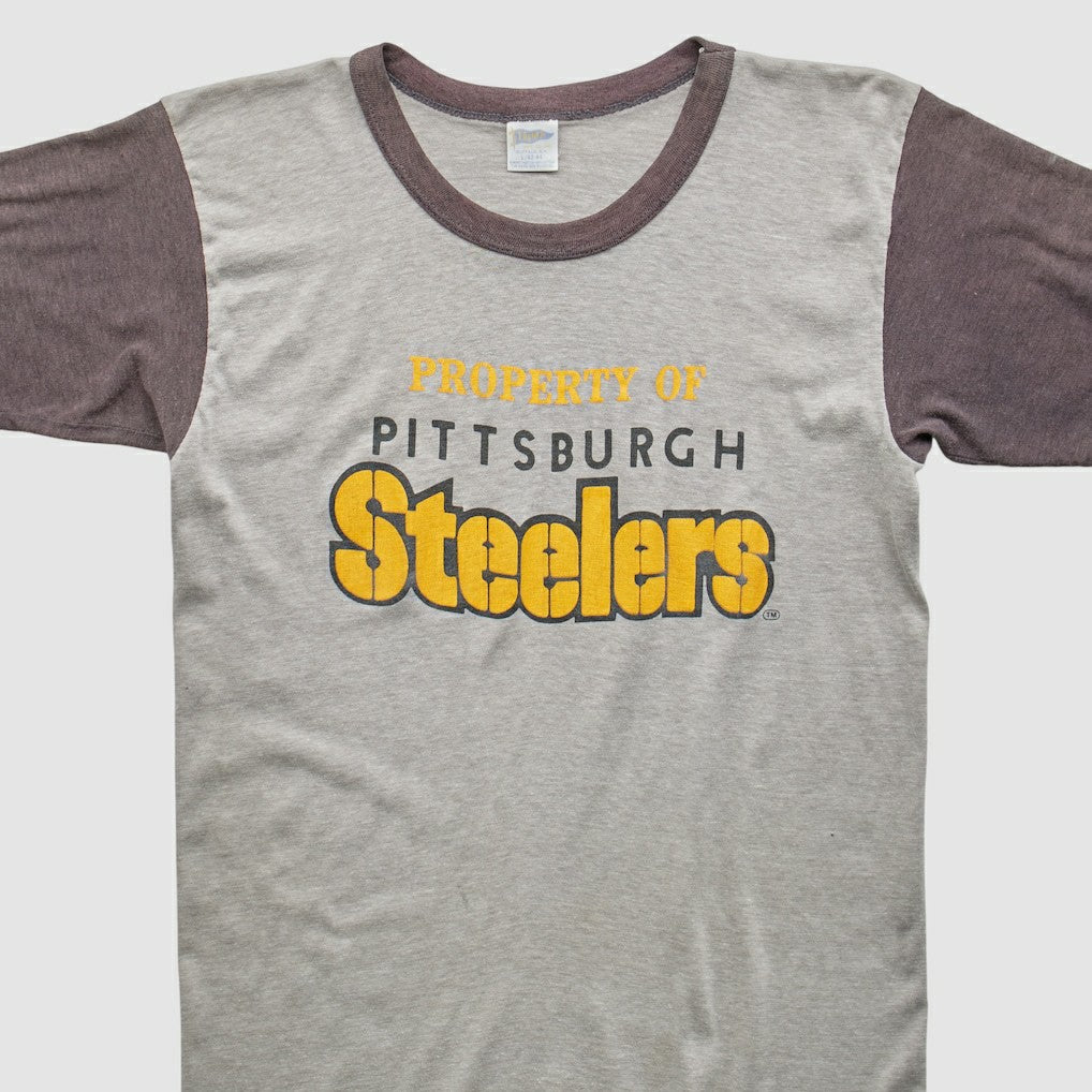 Pittsburgh Steelers Trench 80s T-Shirt Heather Gray Vintage - Fanatics