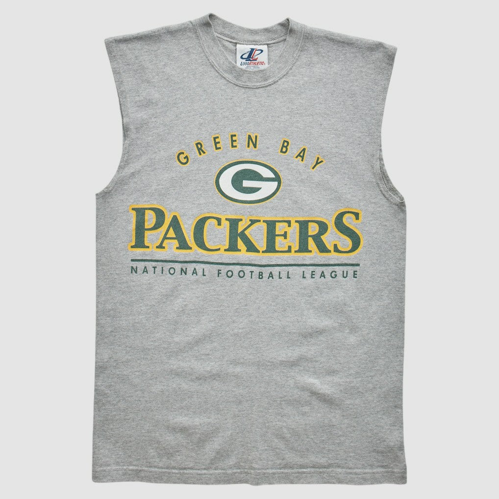 Green Bay Packers Logo Athletic 2000s Tank Heather Gray Vintage - Fanatics