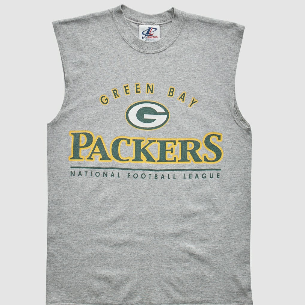 Green Bay Packers Logo Athletic 2000s Tank Heather Gray Vintage - Fanatics