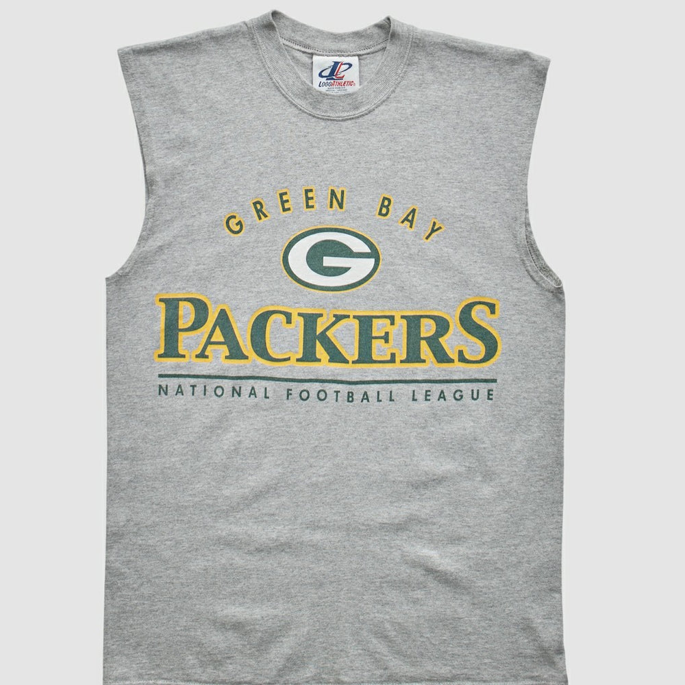 Green Bay Packers Logo Athletic 2000s Tank Heather Gray Vintage - Fanatics