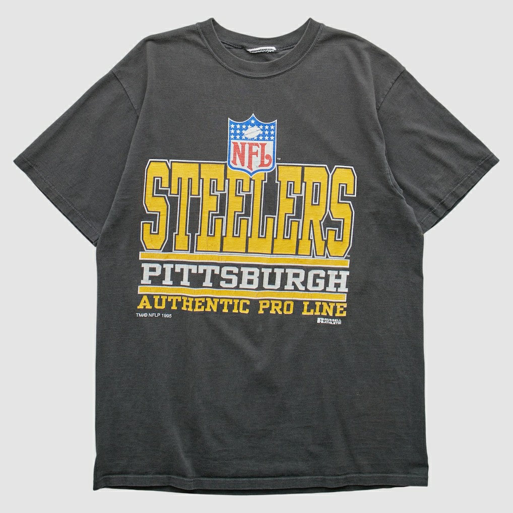 Pittsburgh Steelers Russell 1995 Pullover T-Shirt Black Vintage - Fanatics