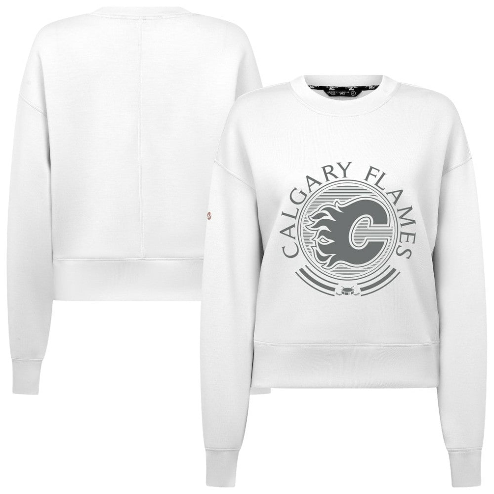 Calgary Flames - Levelwear Women's Slate & Snow Sponge Tri-Blend Sweatshirt White