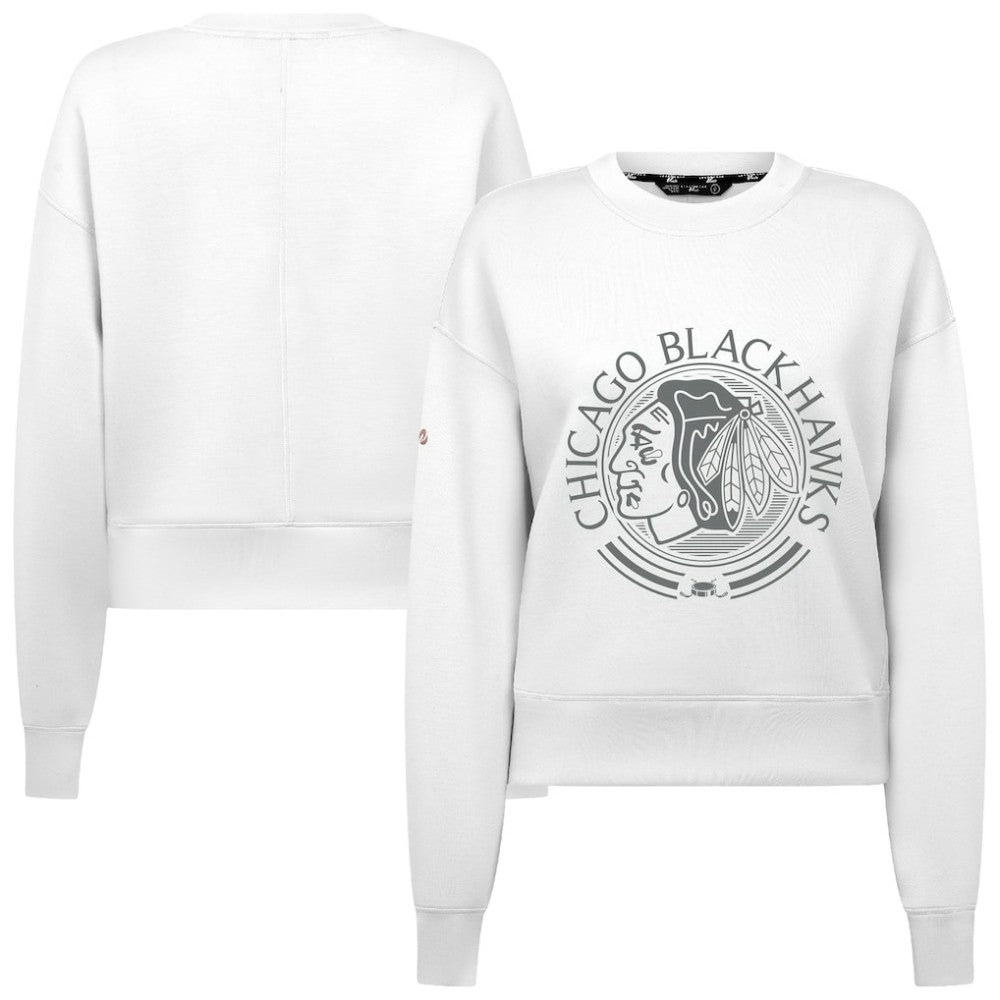 Chicago Blackhawks Levelwear Women's Slate & Snow Sponge Tri-Blend Sweatshirt White