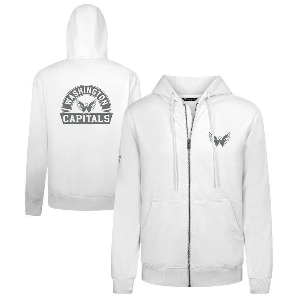 Washington Capitals Levelwear Podium Chenille Logo Full-Zip Hoodie White