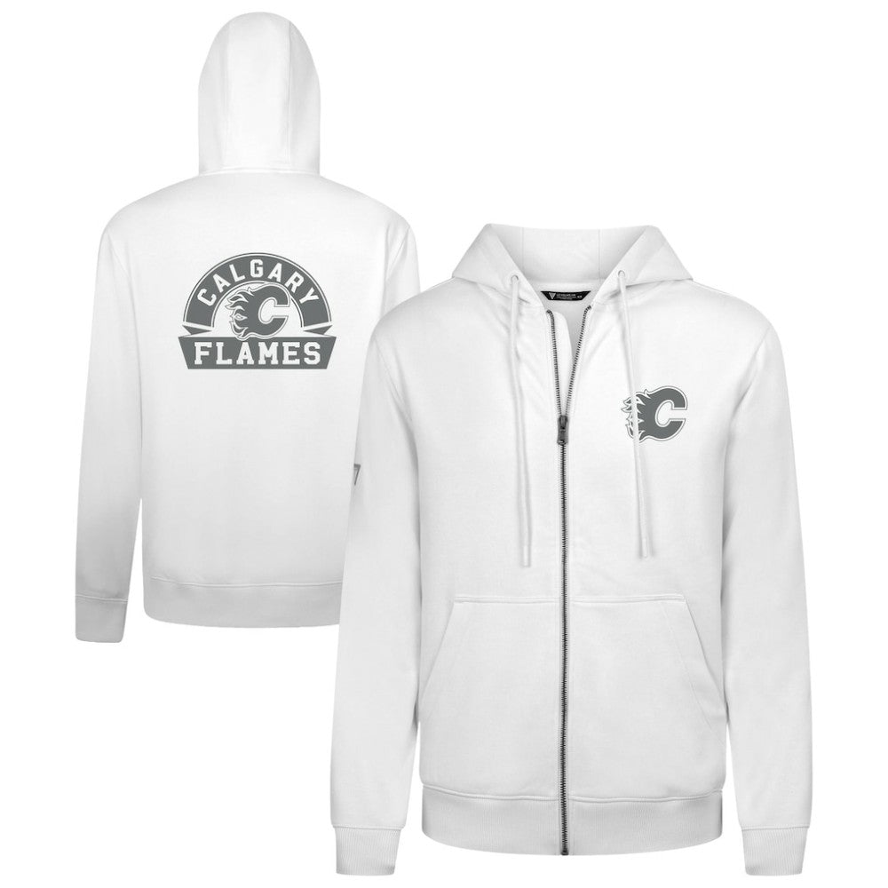 Calgary Flames - Levelwear Podium Chenille Logo Full-Zip Hoodie White