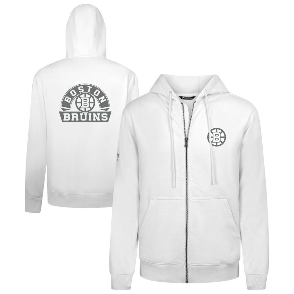 Boston Bruins Levelwear Podium Chenille Logo Full-Zip Hoodie White