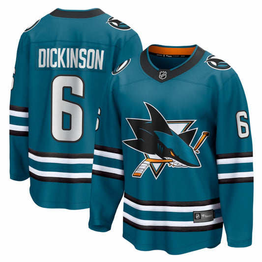 Sam Dickinson San Jose Sharks Fanatics Home Breakaway Jersey - Teal | NHL Jerseys