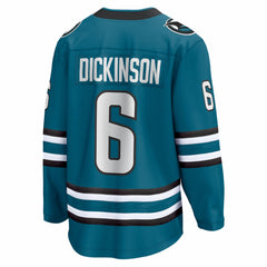Sam Dickinson San Jose Sharks - Fanatics Home Breakaway Jersey Teal
