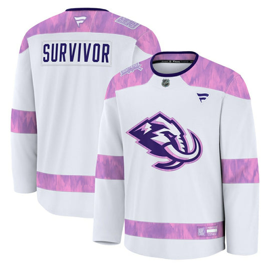 Utah Mammoth Fanatics Hockey Fights Cancer Survivor Practice Jersey - White | NHL Jerseys