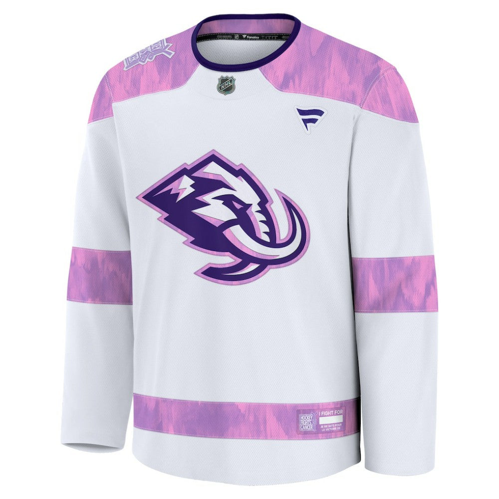 Utah Mammoth Fanatics Hockey Fights Cancer Survivor Practice Jersey - White | NHL Jerseys