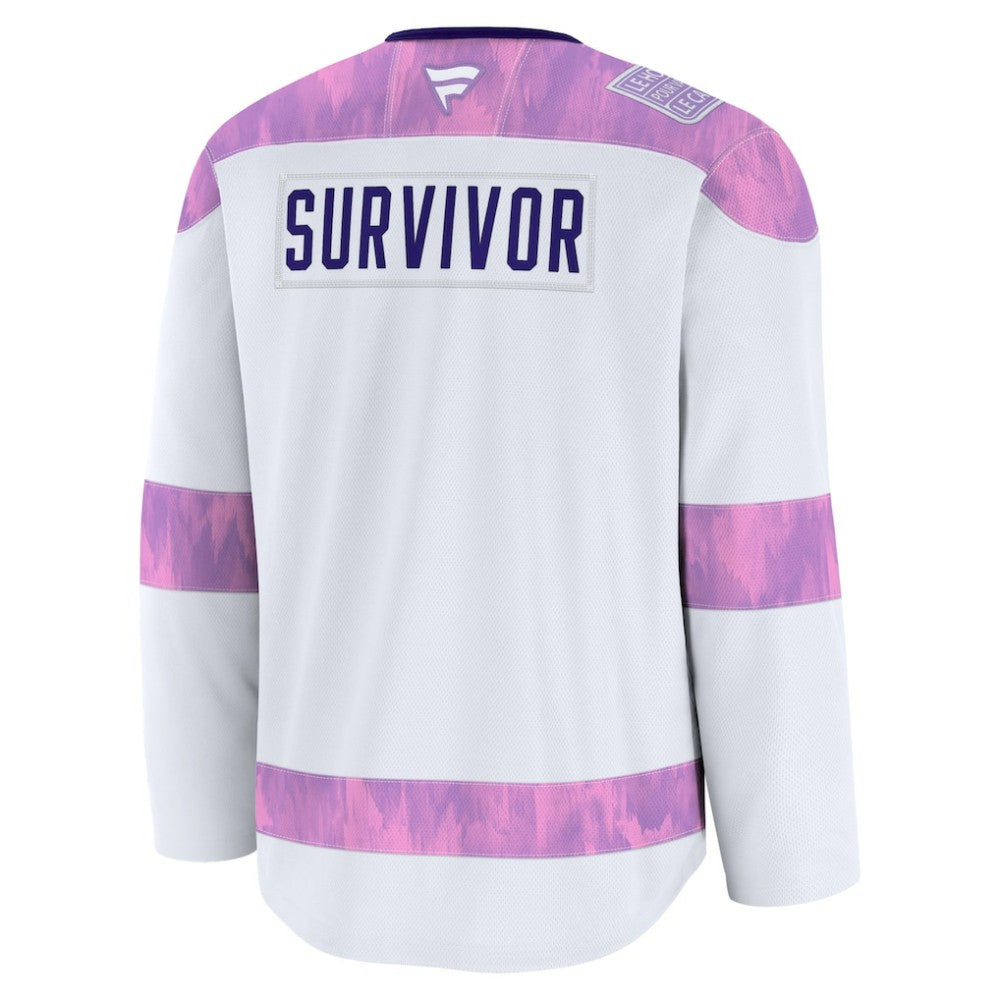 Utah Mammoth Fanatics Hockey Fights Cancer Survivor Practice Jersey - White | NHL Jerseys