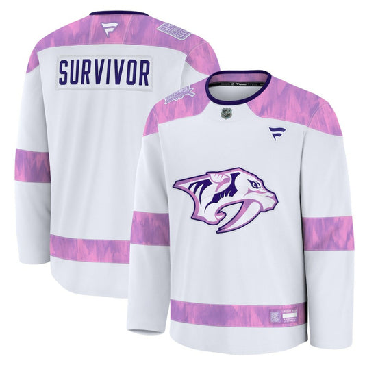 Nashville Predators Fanatics Hockey Fights Cancer Survivor Practice Jersey - White | NHL Jerseys