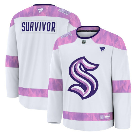Seattle Kraken Fanatics Hockey Fights Cancer Survivor Practice Jersey - White | NHL Jerseys