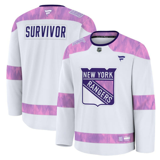 New York Rangers Fanatics Hockey Fights Cancer Survivor Practice Jersey - White | NHL Jerseys