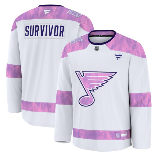 St. Louis Blues Fanatics Hockey Fights Cancer Survivor Practice Jersey - White | NHL Jerseys