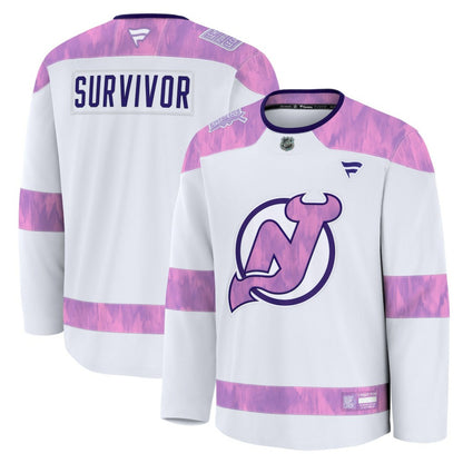 New Jersey Devils Fanatics Hockey Fights Cancer Survivor Practice Jersey - White | NHL Jerseys
