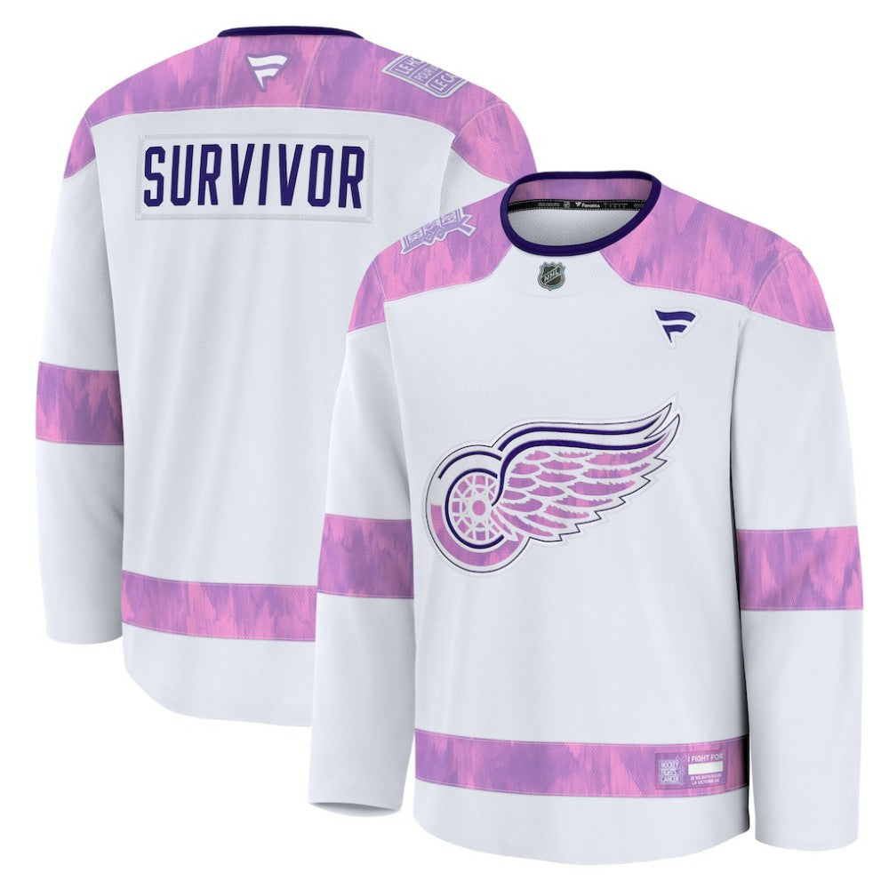 Detroit Red Wings Fanatics Hockey Fights Cancer Survivor Practice Jersey - White | NHL Jerseys