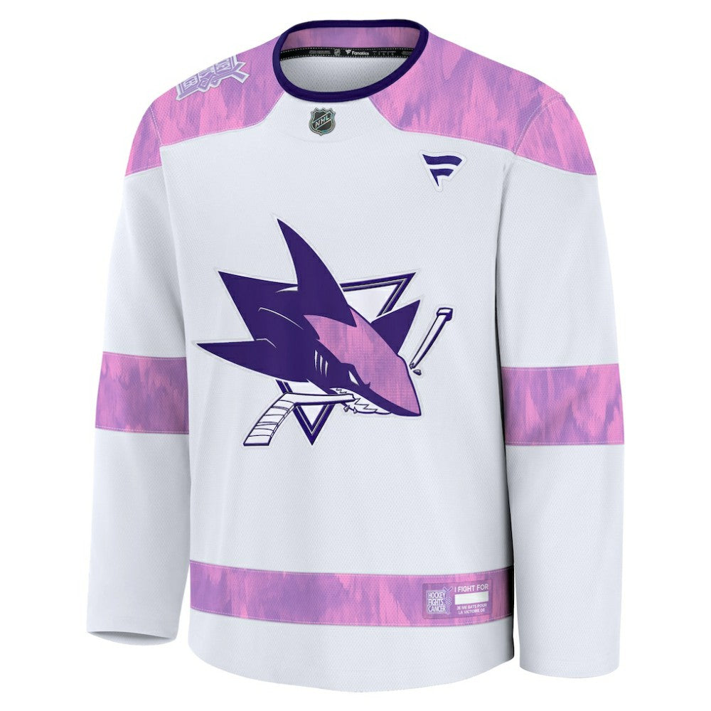 San Jose Sharks - Fanatics Hockey Fights Cancer Survivor Practice Jersey White