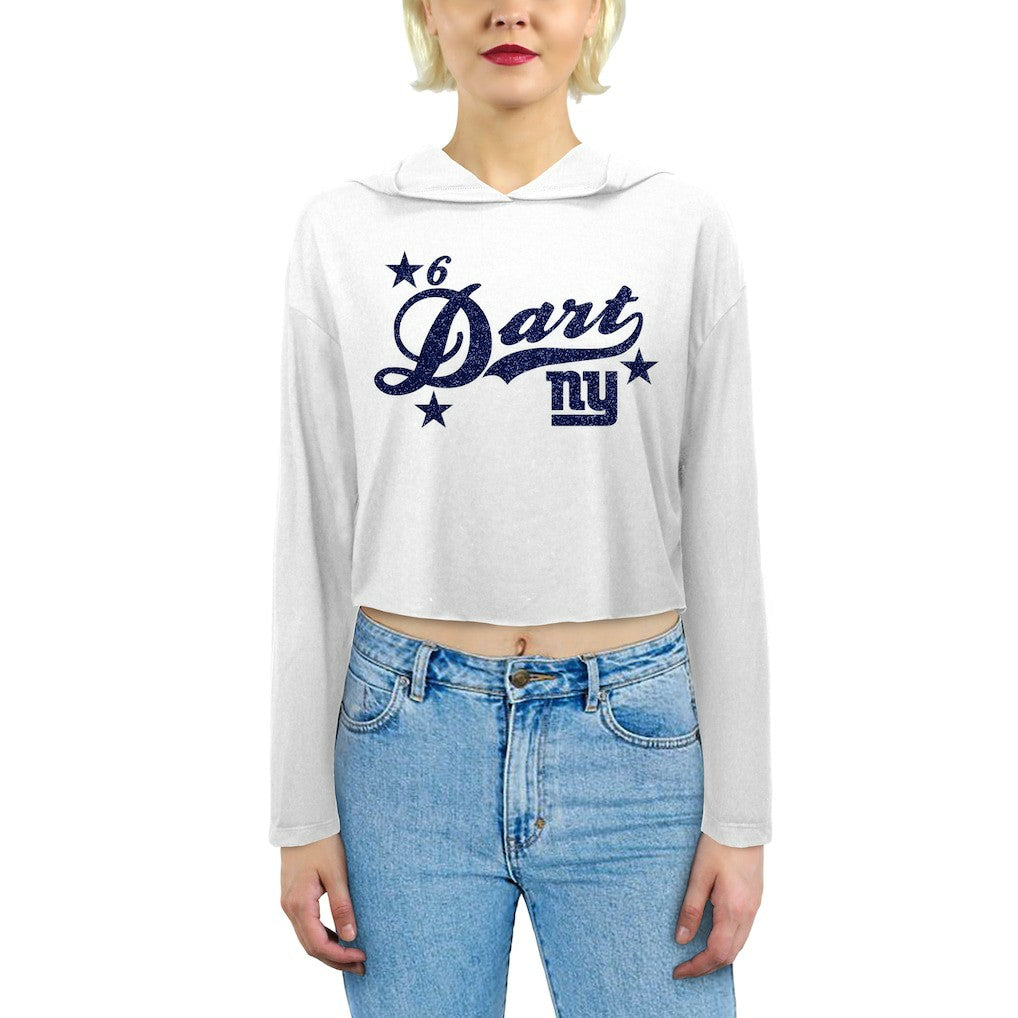 Jaxson Dart New York Giants Majestic Threads Women's Glitter Wordmark Hoodie White - NFL