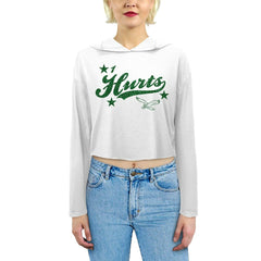 Jalen Hurts Philadelphia Eagles Majestic Threads Women's Glitter Wordmark Hoodie White - NFL