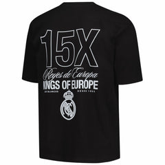 Real Madrid Peace Collective Unisex European Champions Heavyweight T-Shirts - Black