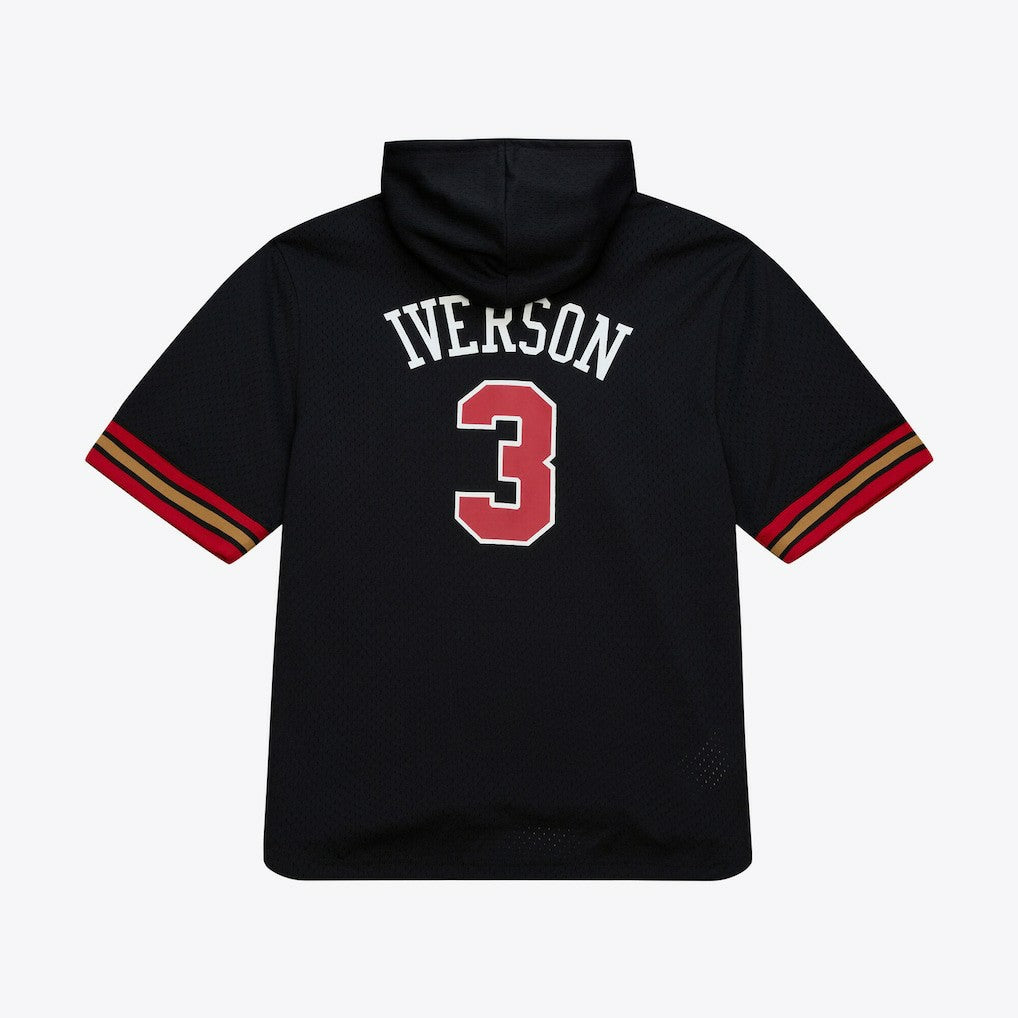 Mitchell & Ness - Allen Iverson Philadelphia 76ers Mesh Name & Number Short Sleeve Hoodie - Black