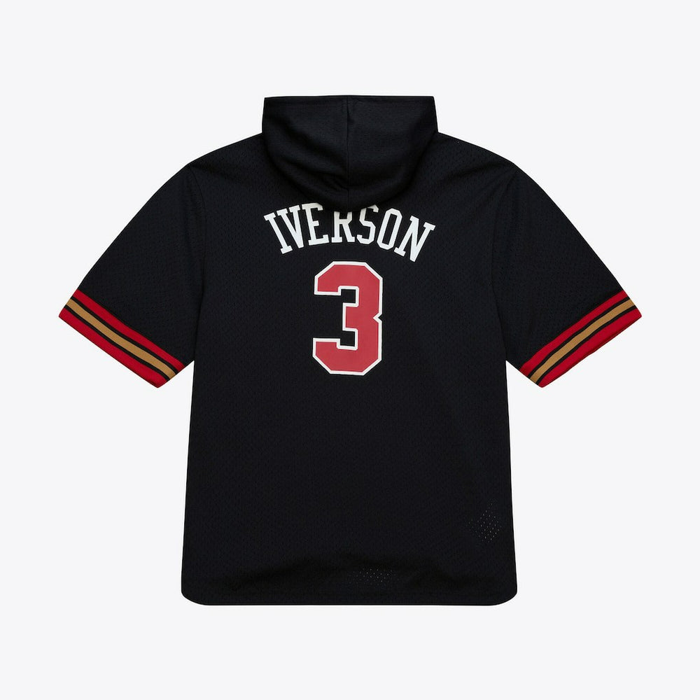 Mitchell & Ness - Allen Iverson Philadelphia 76ers Mesh Name & Number Short Sleeve Hoodie - Black