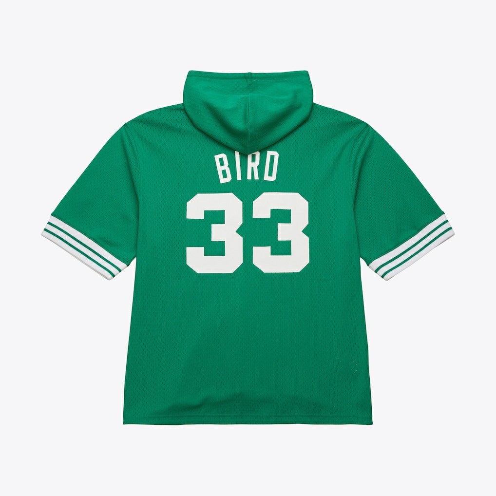 Mitchell & Ness - Larry Bird Boston Celtics Mesh Name & Number Short Sleeve Hoodie - Kelly Green
