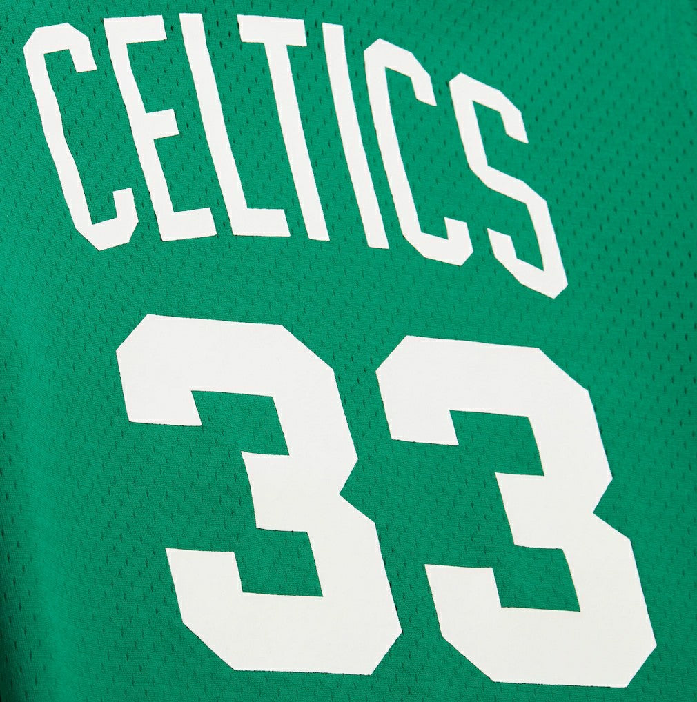 Mitchell & Ness - Larry Bird Boston Celtics Mesh Name & Number Short Sleeve Hoodie - Kelly Green