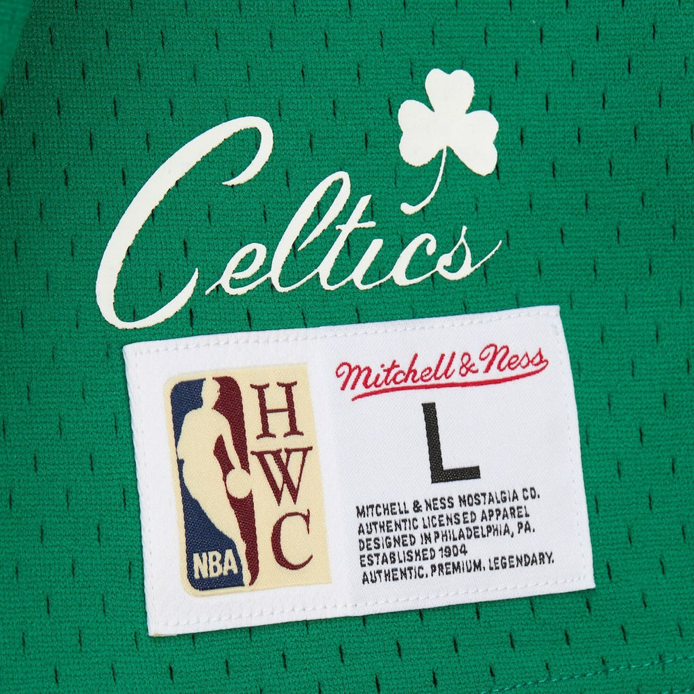Mitchell & Ness - Larry Bird Boston Celtics Mesh Name & Number Short Sleeve Hoodie - Kelly Green