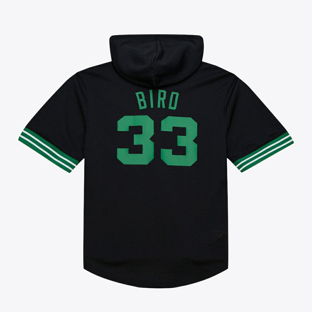 Mitchell & Ness - Larry Bird Boston Celtics Mesh Name & Number Short Sleeve Hoodie - Black