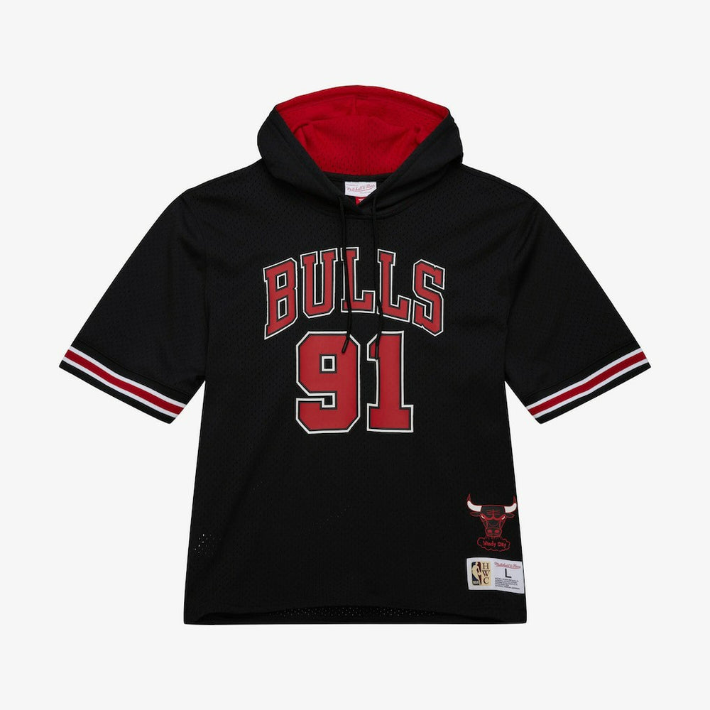 Mitchell & Ness - Dennis Rodman Chicago Bulls Mesh Name & Number Short Sleeve Hoodie - Black