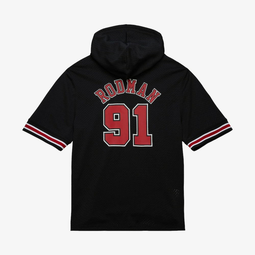 Mitchell & Ness - Dennis Rodman Chicago Bulls Mesh Name & Number Short Sleeve Hoodie - Black