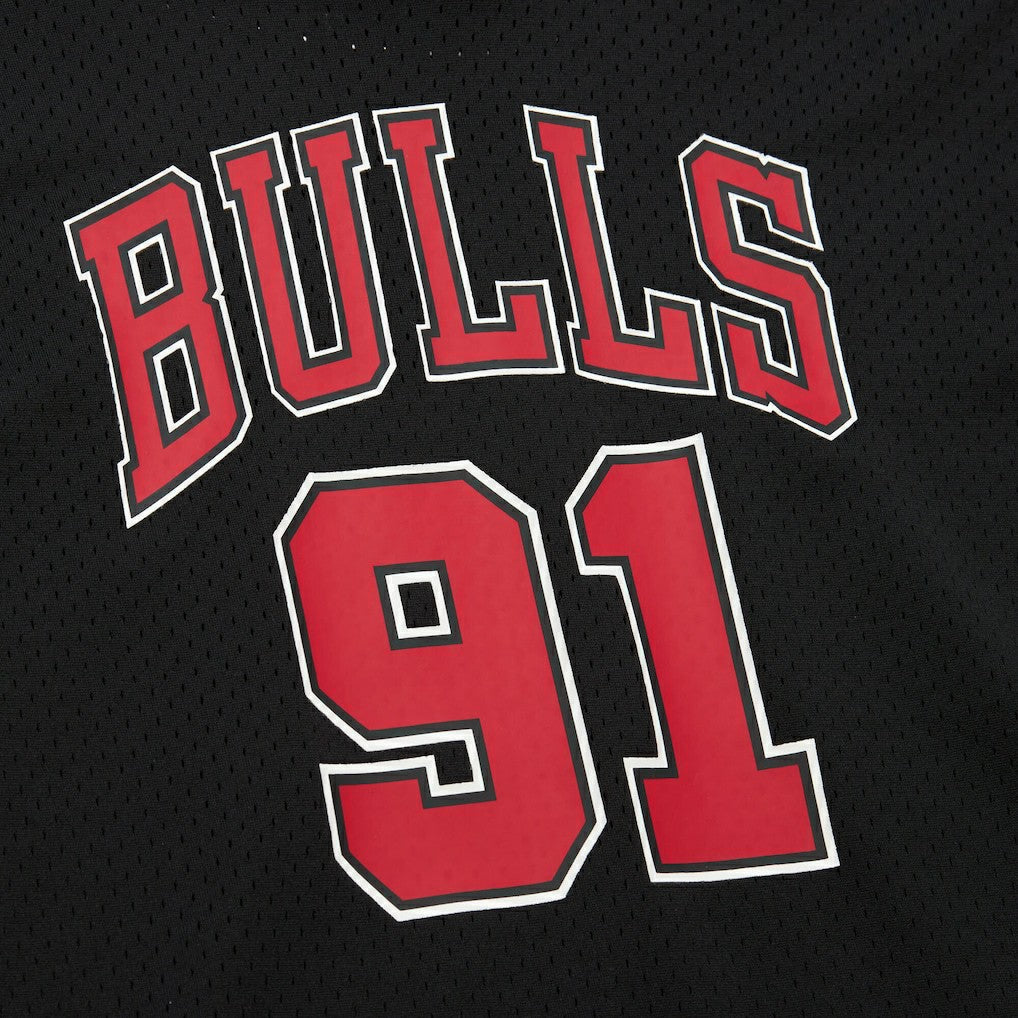 Mitchell & Ness - Dennis Rodman Chicago Bulls Mesh Name & Number Short Sleeve Hoodie - Black