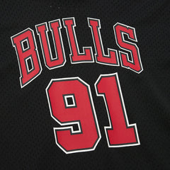 Mitchell & Ness - Dennis Rodman Chicago Bulls Mesh Name & Number Short Sleeve Hoodie - Black