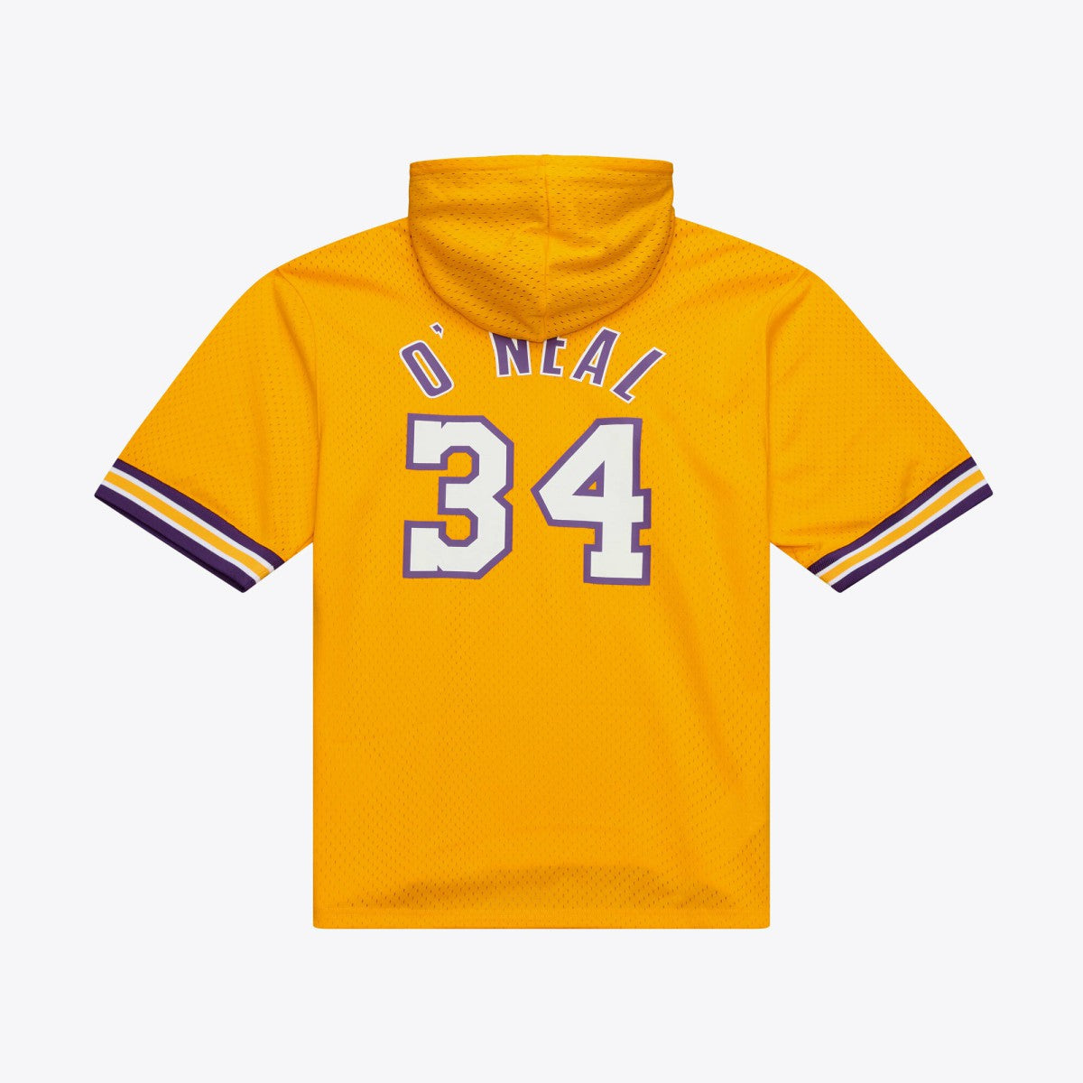 Mitchell & Ness - Shaquille O'Neal Los Angeles Lakers Mesh Name & Number Short Sleeve Hoodie - Gold