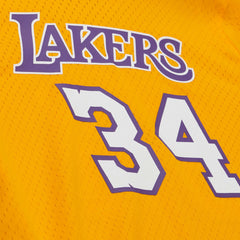 Mitchell & Ness - Shaquille O'Neal Los Angeles Lakers Mesh Name & Number Short Sleeve Hoodie - Gold
