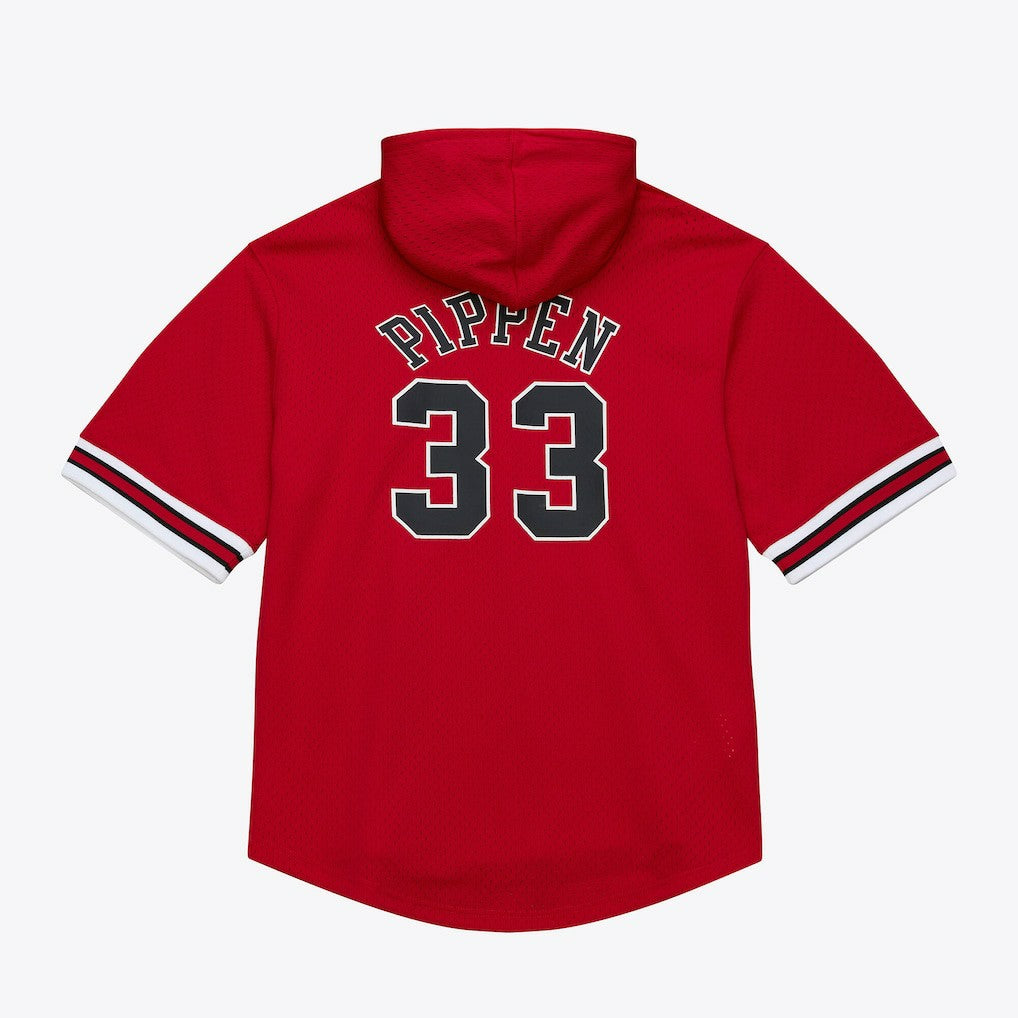Mitchell & Ness - Scottie Pippen Chicago Bulls Mesh Name & Number Short Sleeve Hoodie - Red