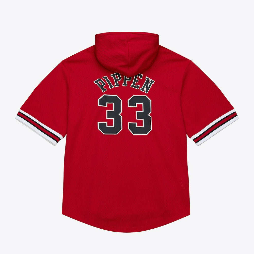 Mitchell & Ness - Scottie Pippen Chicago Bulls Mesh Name & Number Short Sleeve Hoodie - Red