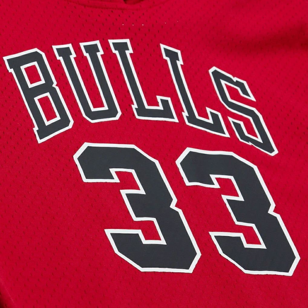 Mitchell & Ness - Scottie Pippen Chicago Bulls Mesh Name & Number Short Sleeve Hoodie - Red